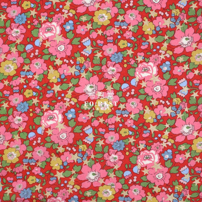 Liberty of London (Cotton Tana Lawn Fabric) - Betsy Star RED - FO:REST Fabric 布恩堂Liberty fabrictana lawnjapanese fabricykk zipper