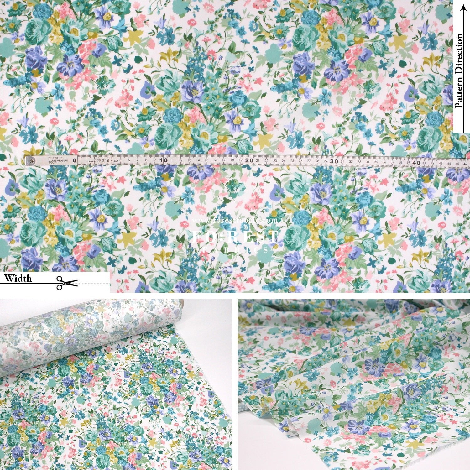 Liberty of London (Cotton Tana Lawn Fabric) - Bouquet Parade C - FO:REST Fabric 布恩堂Liberty fabrictana lawnjapanese fabricykk zipper
