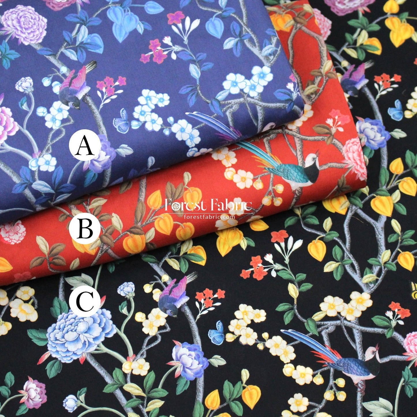 Liberty of London (Cotton Tana Lawn Fabric) - Chinoiserie Dream - FO:REST Fabric 布恩堂Liberty fabrictana lawnjapanese fabricykk zipper