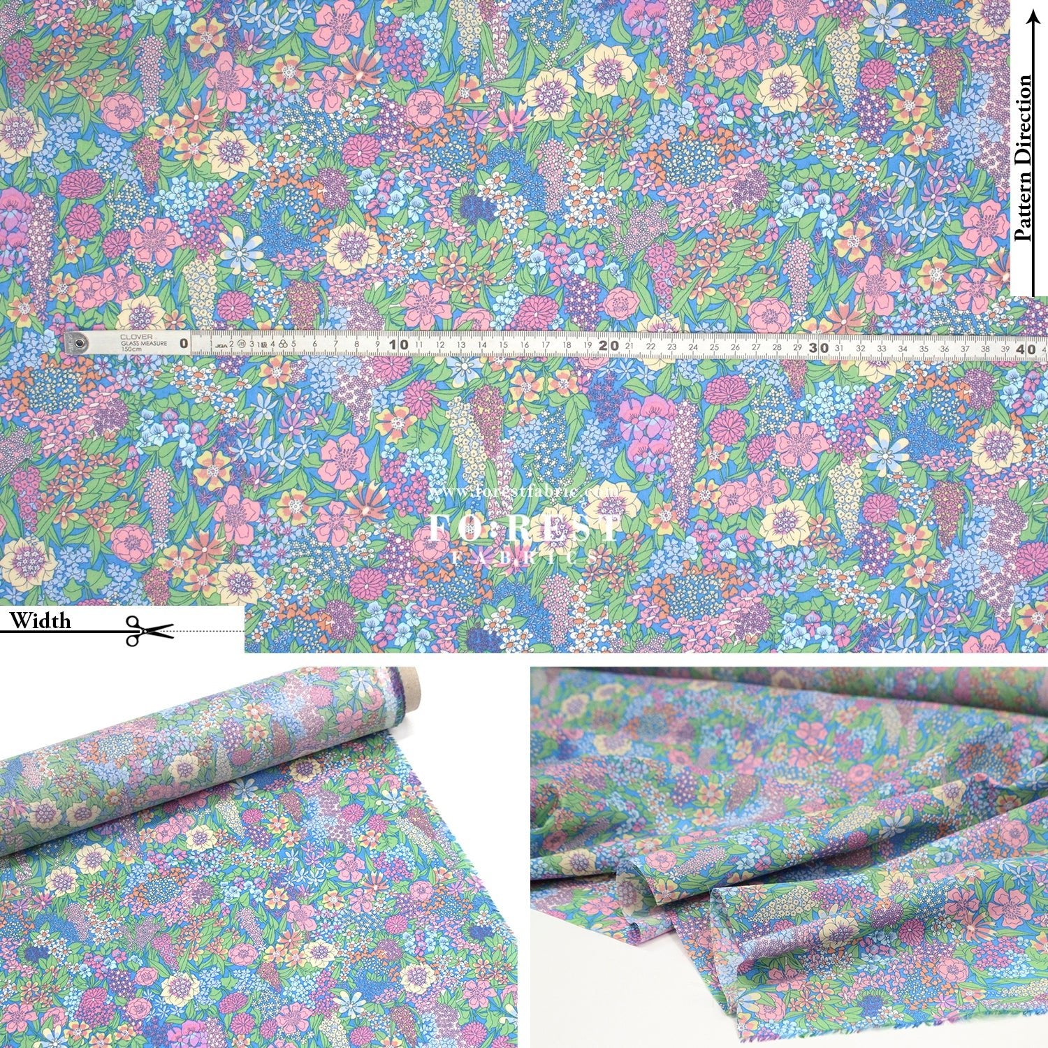 Liberty of London (Cotton Tana Lawn Fabric) - Ciara Light Blue - FO:REST Fabric 布恩堂Liberty fabrictana lawnjapanese fabricykk zipper
