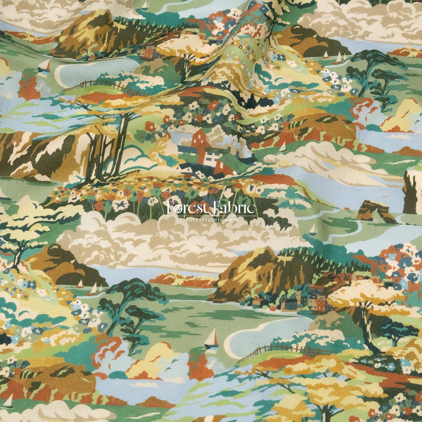 Liberty of London (Cotton Tana Lawn Fabric) - Coastal Landscape - FO:REST Fabric 布恩堂Liberty fabrictana lawnjapanese fabricykk zipper