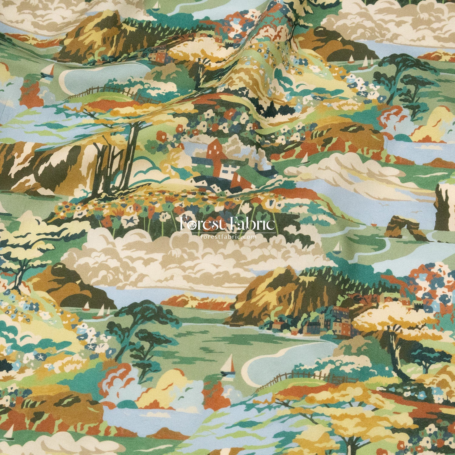 Liberty of London (Cotton Tana Lawn Fabric) - Coastal Landscape - FO:REST Fabric 布恩堂Liberty fabrictana lawnjapanese fabricykk zipper