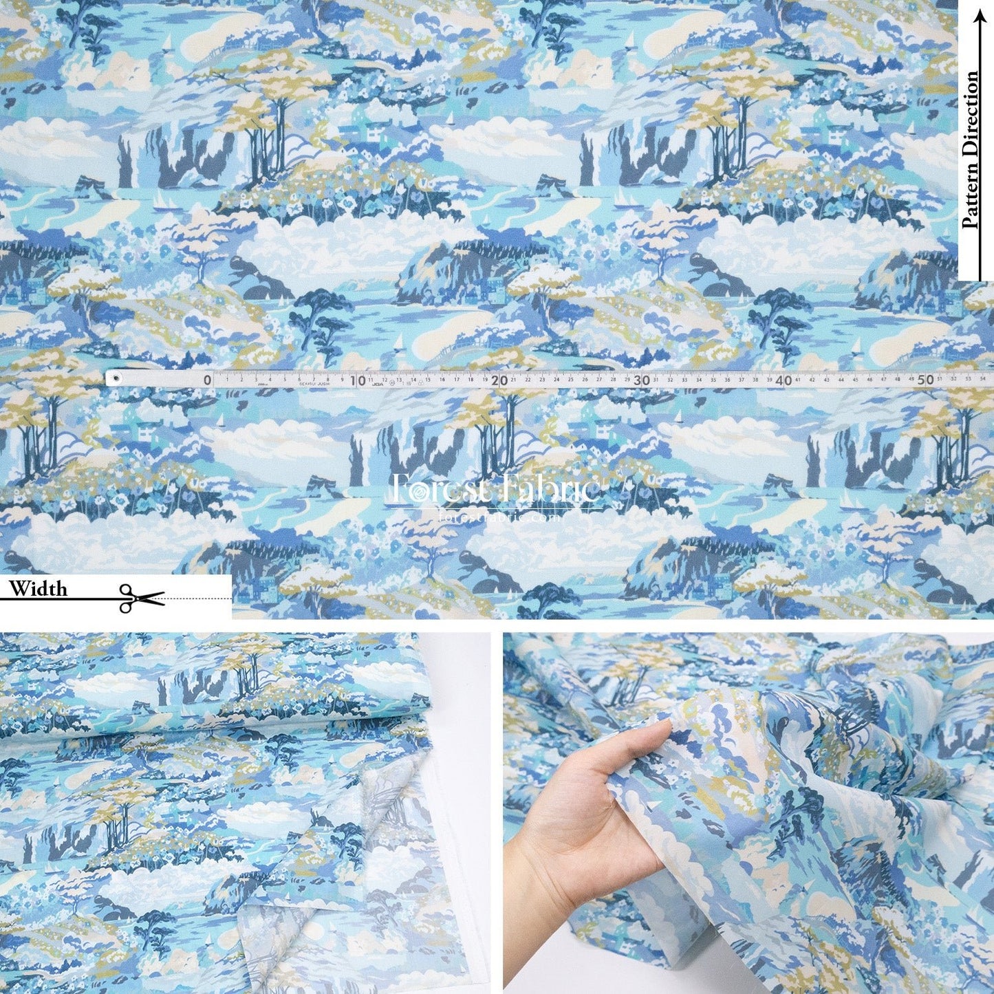 Liberty of London (Cotton Tana Lawn Fabric) - Coastal Landscape - FO:REST Fabric 布恩堂Liberty fabrictana lawnjapanese fabricykk zipper