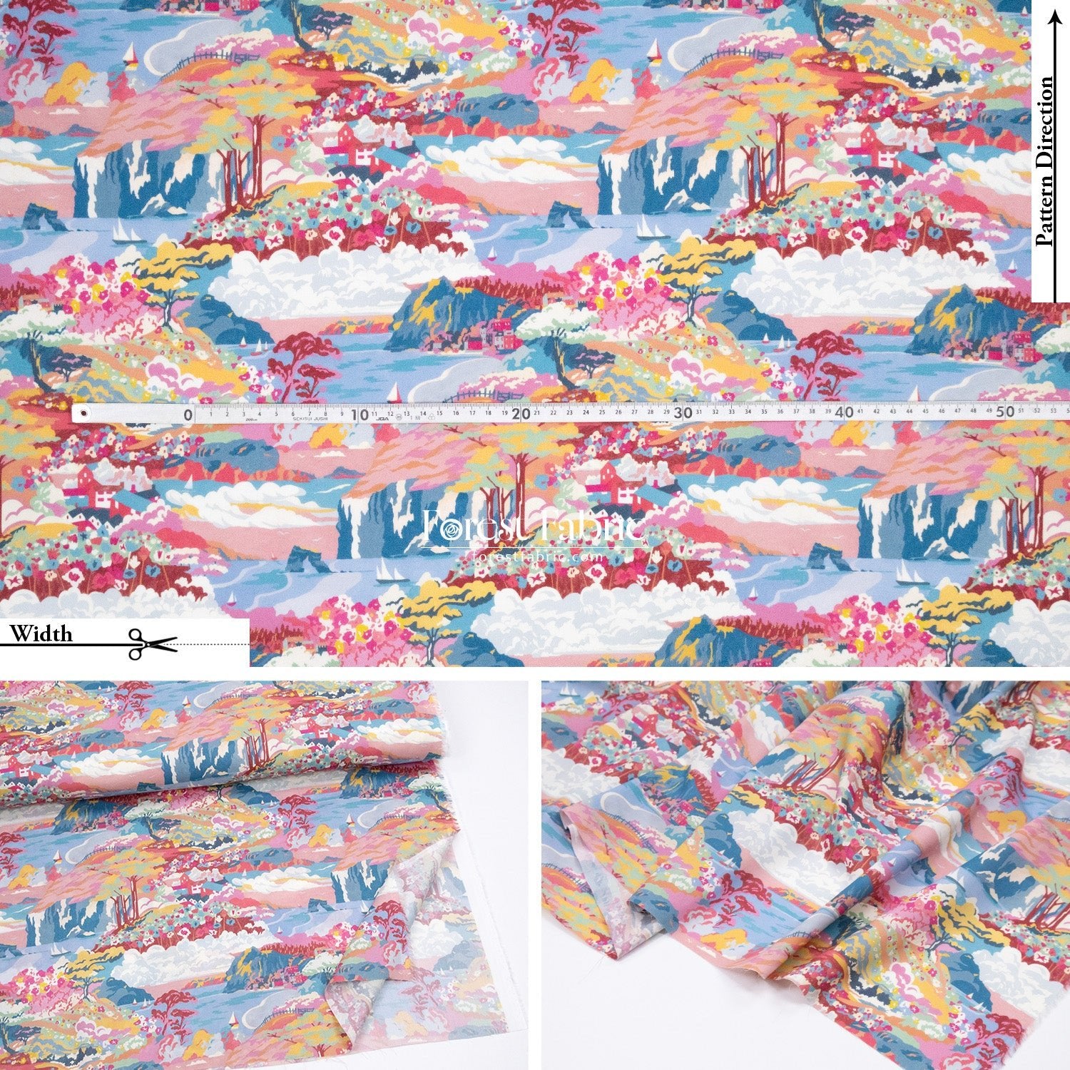 Liberty of London (Cotton Tana Lawn Fabric) - Coastal Landscape - FO:REST Fabric 布恩堂Liberty fabrictana lawnjapanese fabricykk zipper