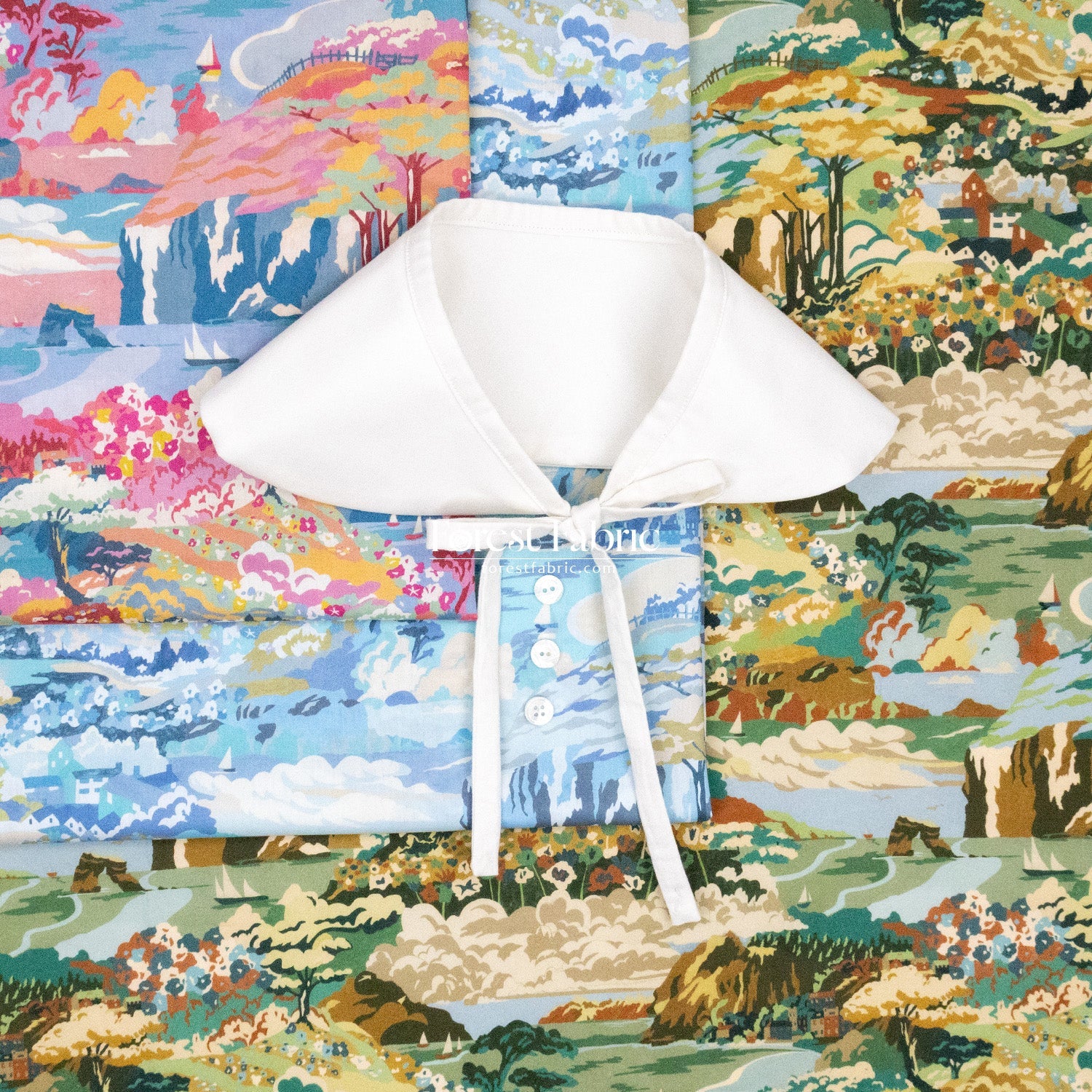 Liberty of London (Cotton Tana Lawn Fabric) - Coastal Landscape - FO:REST Fabric 布恩堂Liberty fabrictana lawnjapanese fabricykk zipper