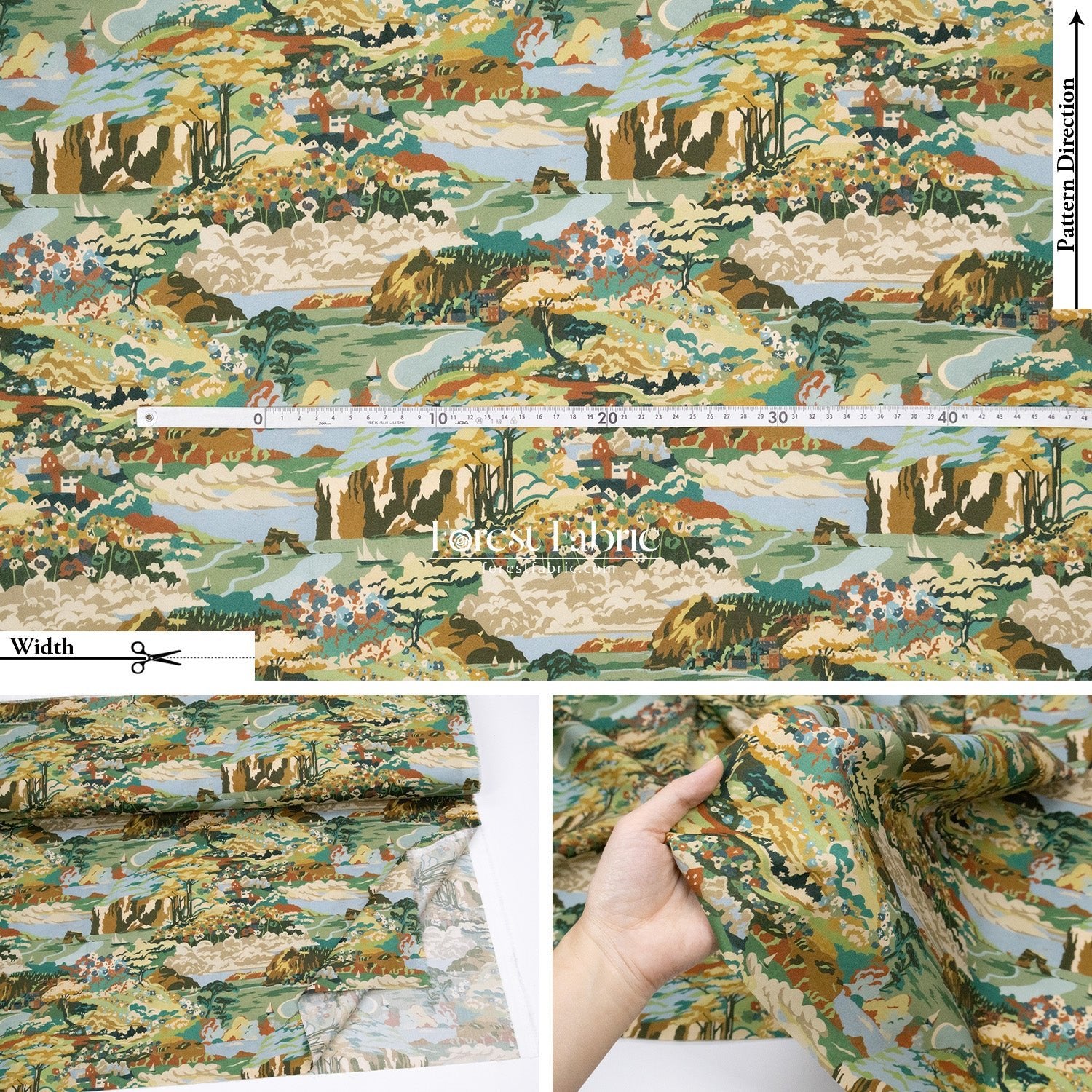 Liberty of London (Cotton Tana Lawn Fabric) - Coastal Landscape - FO:REST Fabric 布恩堂Liberty fabrictana lawnjapanese fabricykk zipper