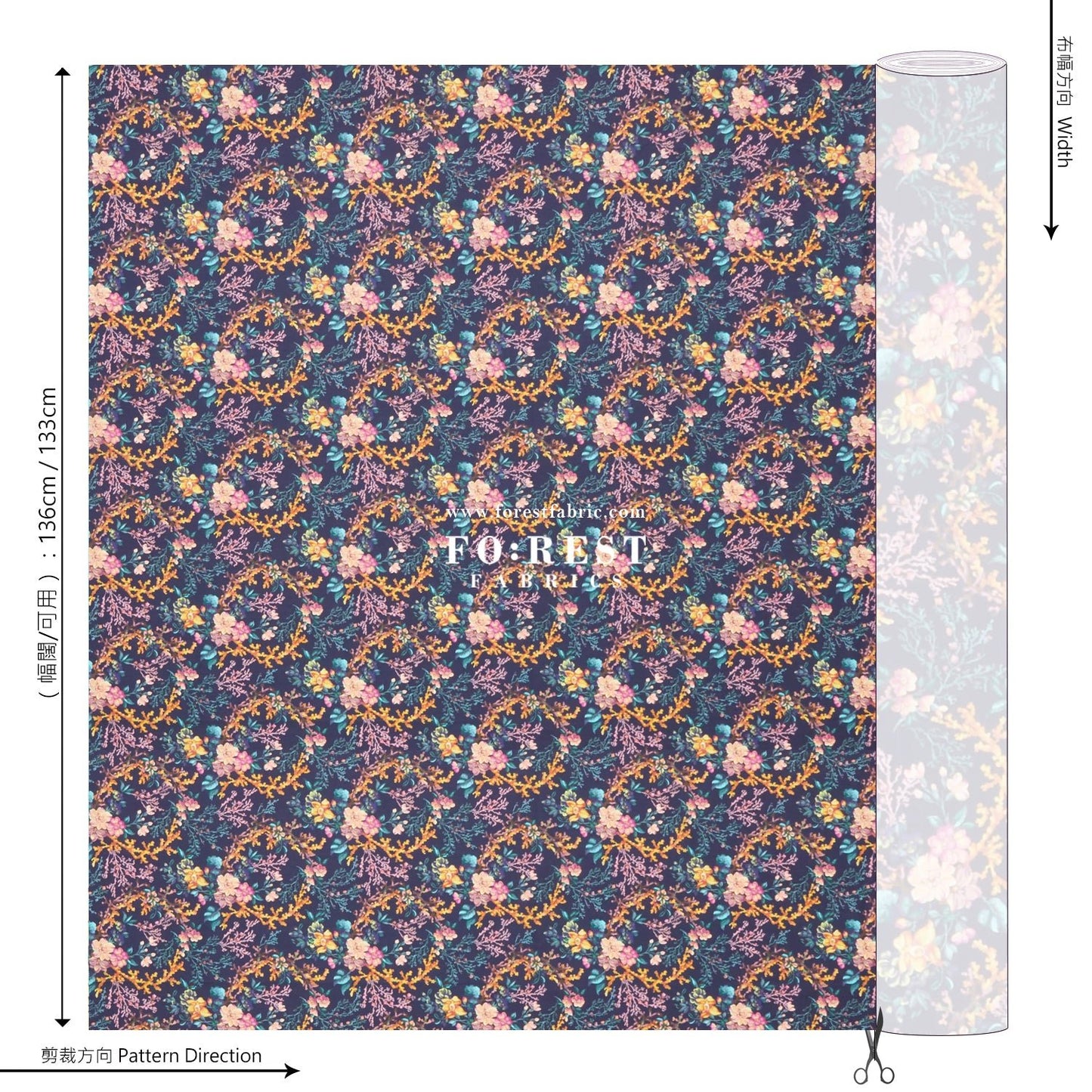 Liberty of London (Cotton Tana Lawn Fabric) - Coral Meadow - FO:REST Fabric 布恩堂Liberty fabrictana lawnjapanese fabricykk zipper