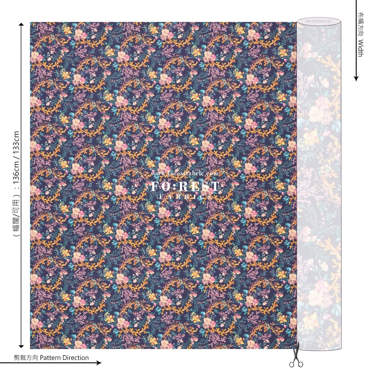Liberty of London (Cotton Tana Lawn Fabric) - Coral Meadow - FO:REST Fabric 布恩堂Liberty fabrictana lawnjapanese fabricykk zipper