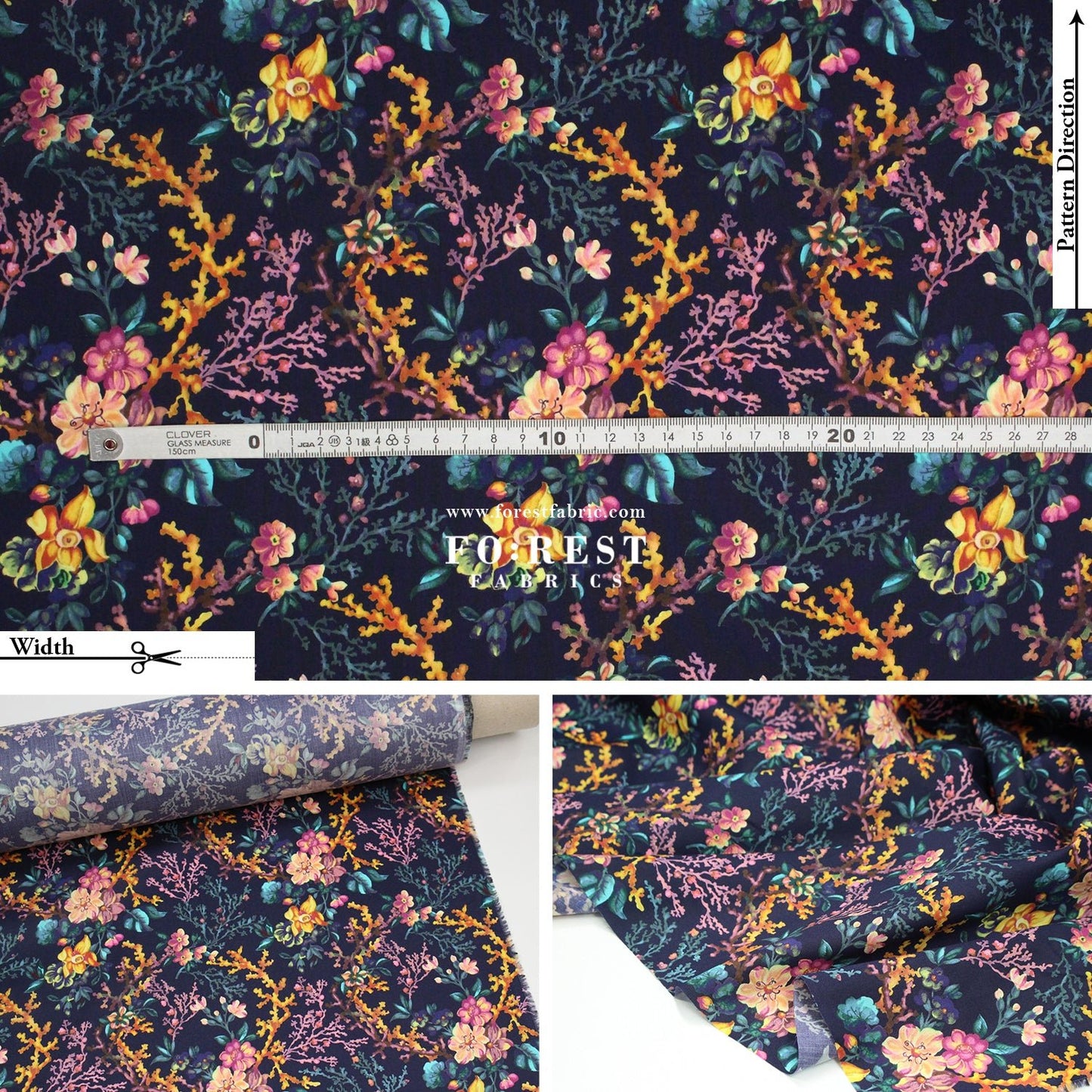 Liberty of London (Cotton Tana Lawn Fabric) - Coral Meadow - FO:REST Fabric 布恩堂Liberty fabrictana lawnjapanese fabricykk zipper