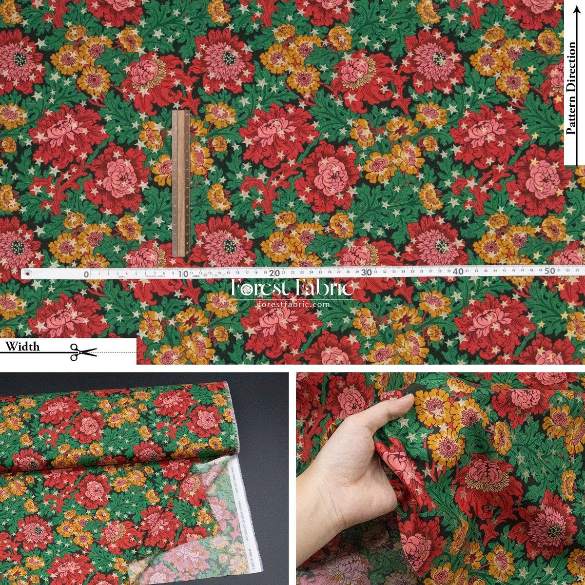 Liberty of London (Cotton Tana Lawn Fabric) - December Day Star - FO:REST Fabric 布恩堂Liberty fabrictana lawnjapanese fabricykk zipper