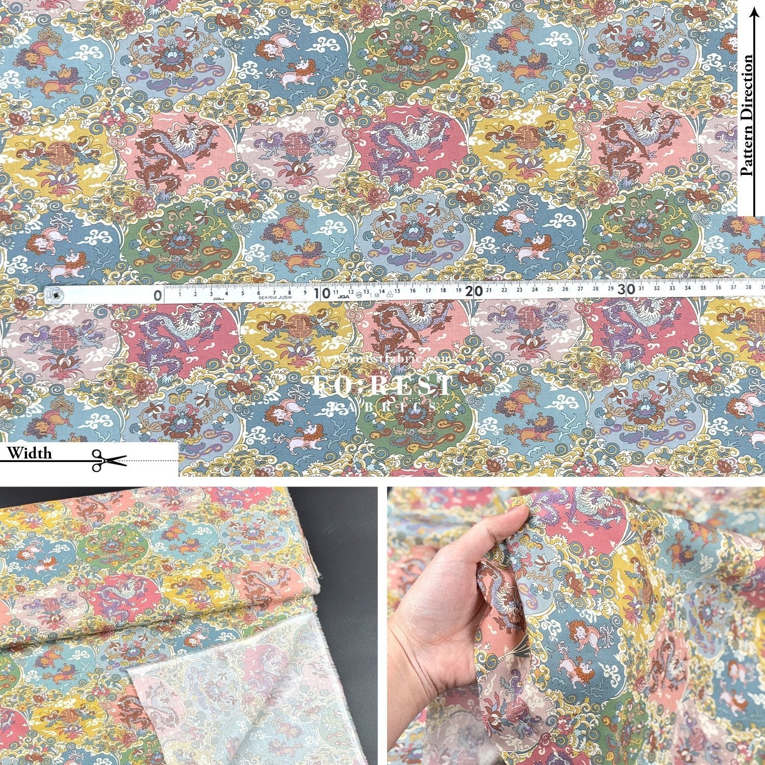 Liberty of London (Cotton Tana Lawn Fabric) - Dog and Dragon - FO:REST Fabric 布恩堂Liberty fabrictana lawnjapanese fabricykk zipper