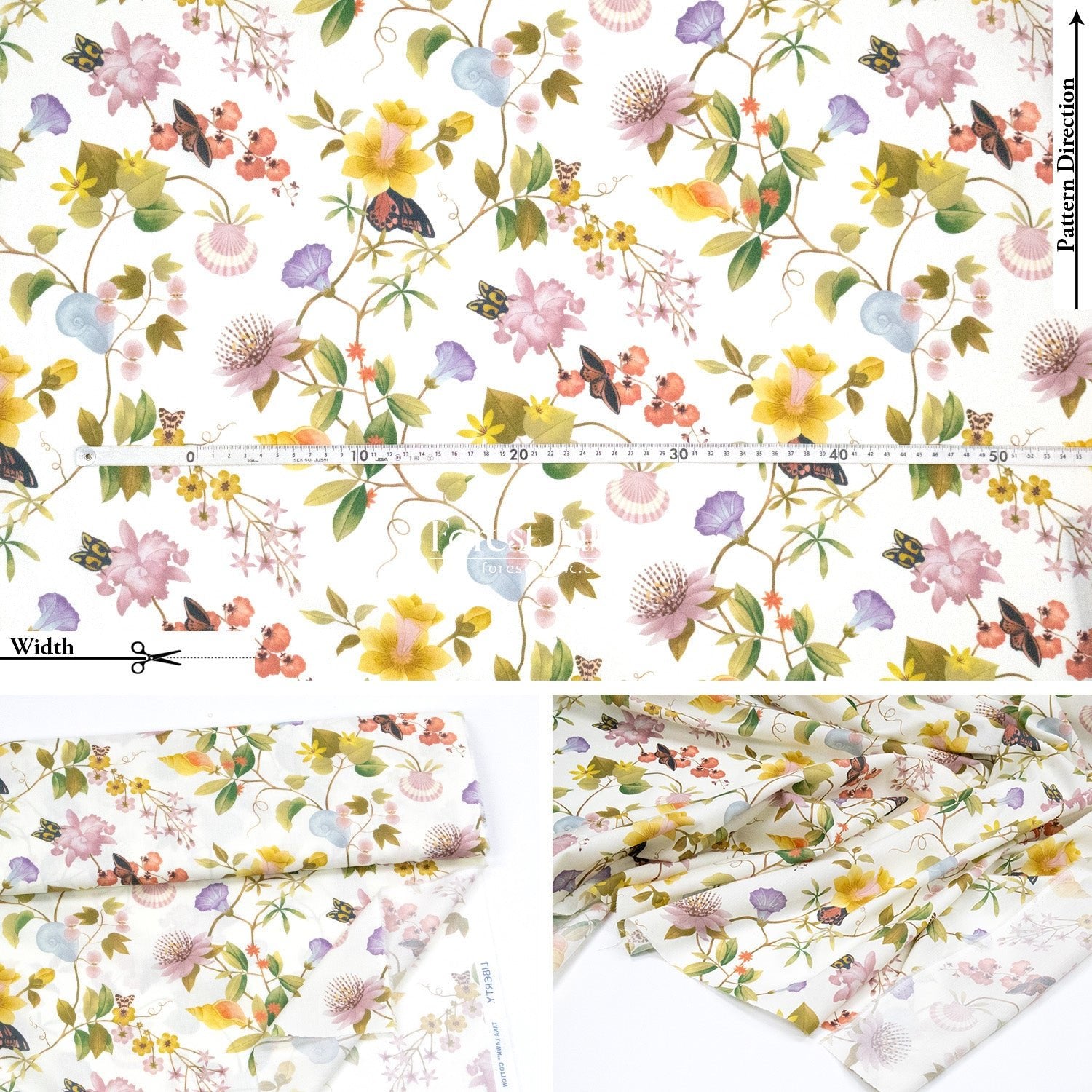 Liberty of London (Cotton Tana Lawn Fabric) - Doreen June - FO:REST Fabric 布恩堂Liberty fabrictana lawnjapanese fabricykk zipper