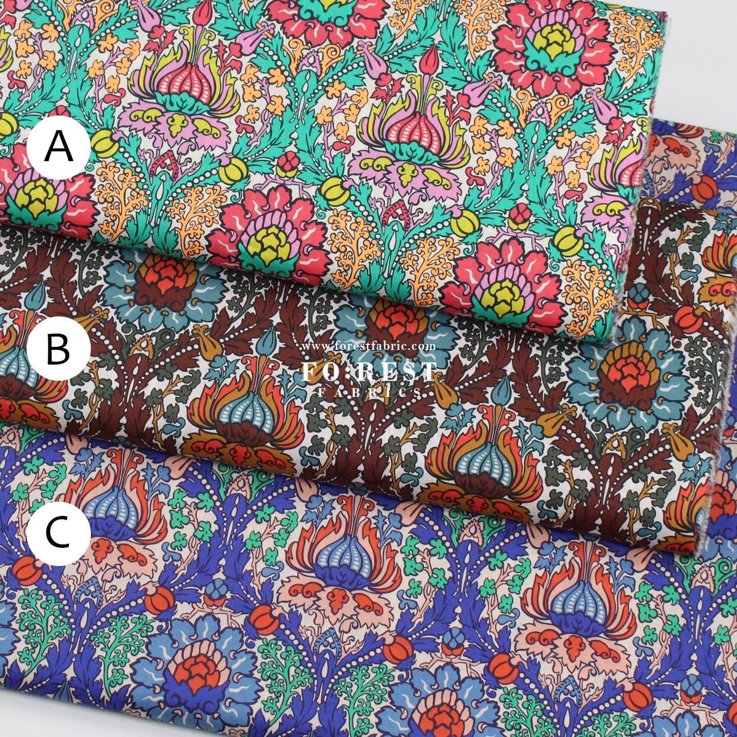 Liberty of London (Cotton Tana Lawn Fabric) - Electric Nouveau - FO:REST Fabric 布恩堂Liberty fabrictana lawnjapanese fabricykk zipper