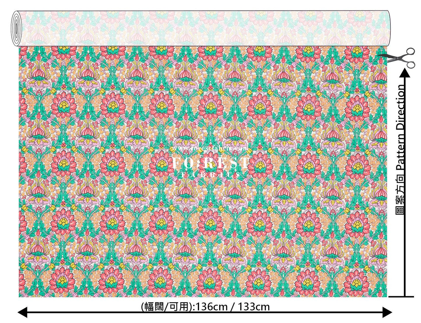 Liberty of London (Cotton Tana Lawn Fabric) - Electric Nouveau - FO:REST Fabric 布恩堂Liberty fabrictana lawnjapanese fabricykk zipper