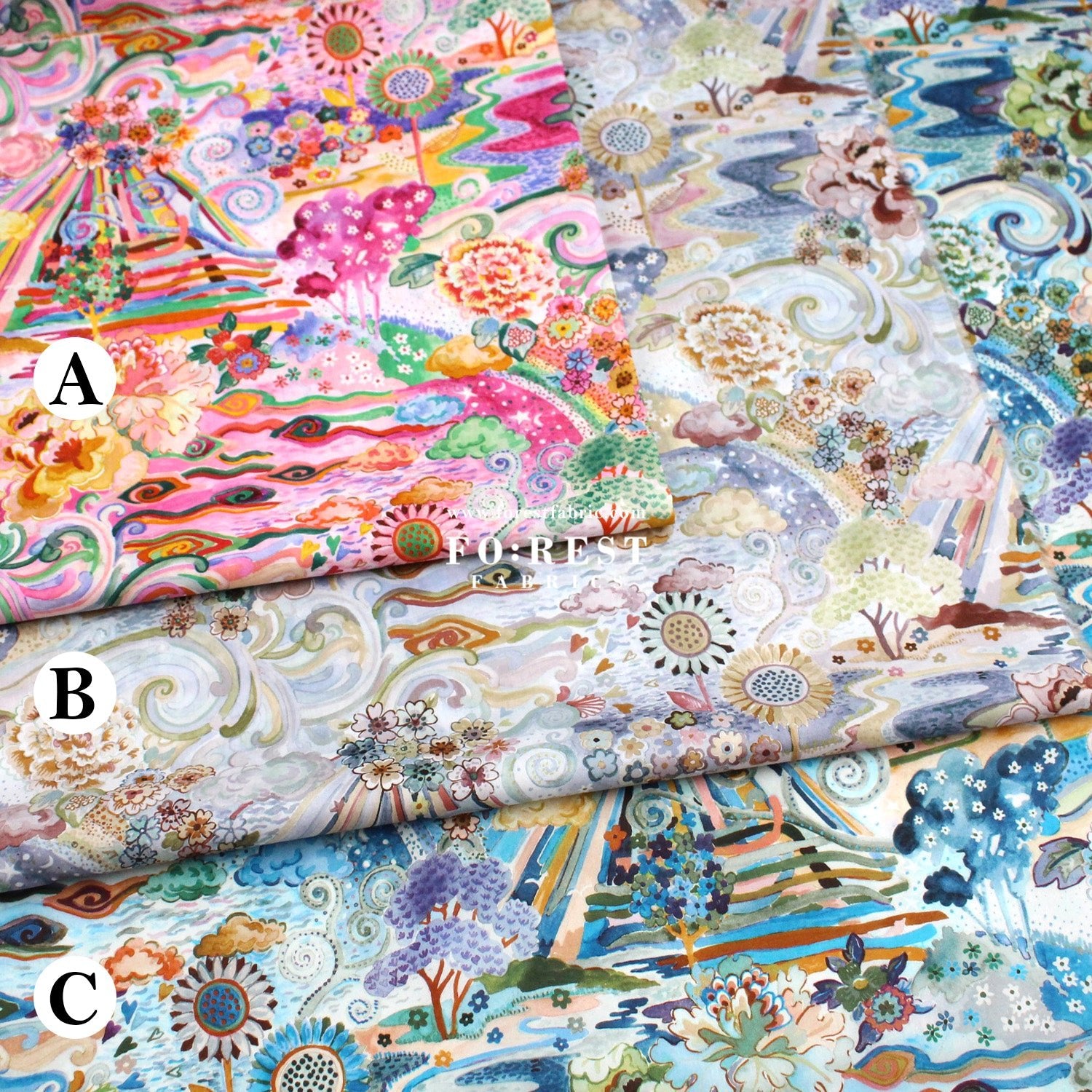 Liberty of London (Cotton Tana Lawn Fabric) - Elysia Meadow - FO:REST Fabric 布恩堂Liberty fabrictana lawnjapanese fabricykk zipper