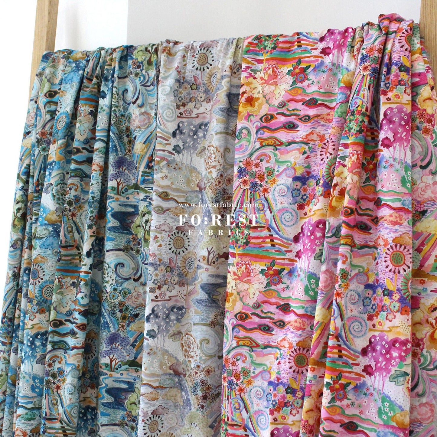 Liberty of London (Cotton Tana Lawn Fabric) - Elysia Meadow - FO:REST Fabric 布恩堂Liberty fabrictana lawnjapanese fabricykk zipper
