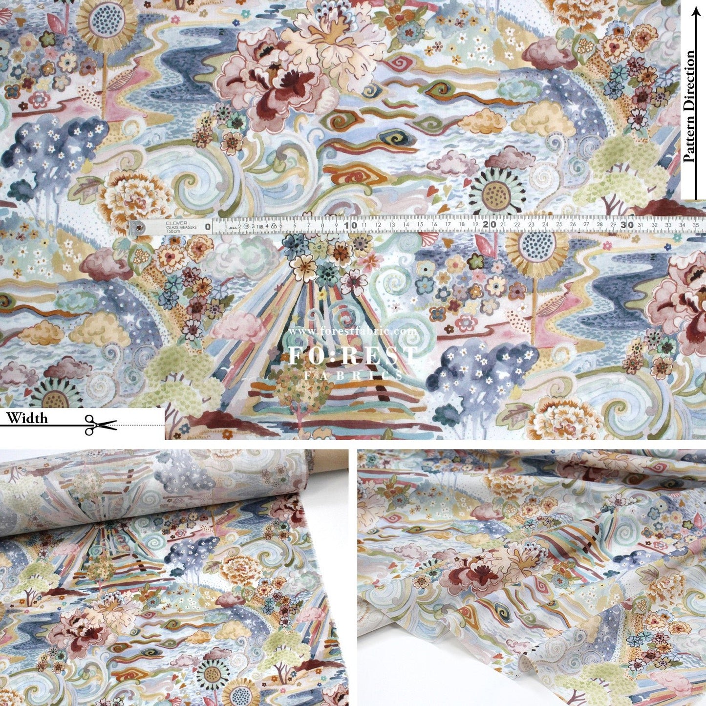 Liberty of London (Cotton Tana Lawn Fabric) - Elysia Meadow - FO:REST Fabric 布恩堂Liberty fabrictana lawnjapanese fabricykk zipper