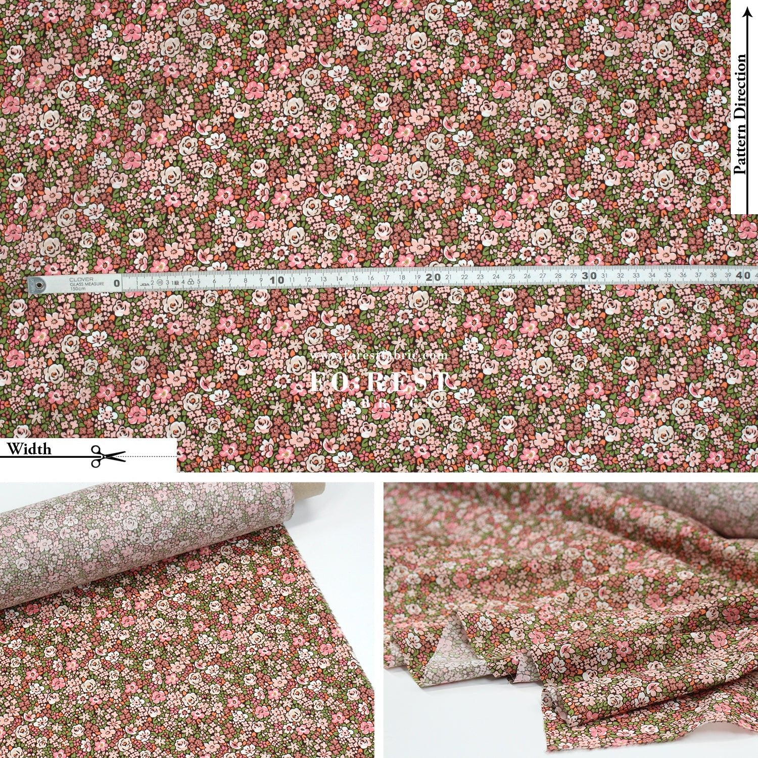 Liberty of London (Cotton Tana Lawn Fabric) - Emma Louise GreenPink - FO:REST Fabric 布恩堂Liberty fabrictana lawnjapanese fabricykk zipper