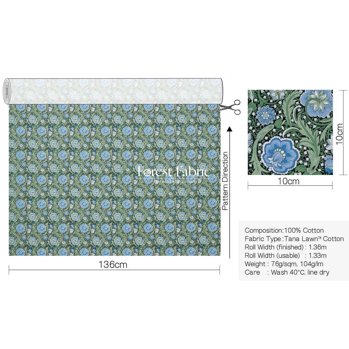 Liberty of London (Cotton Tana Lawn Fabric) - Festive Finesse - FO:REST Fabric 布恩堂Liberty fabrictana lawnjapanese fabricykk zipper