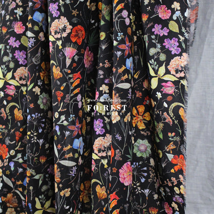 Liberty of London (Cotton Tana Lawn Fabric) - Floral eve Black - FO:REST Fabric 布恩堂Liberty fabrictana lawnjapanese fabricykk zipper