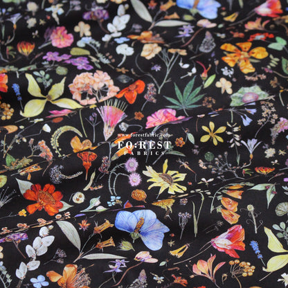 Liberty of London (Cotton Tana Lawn Fabric) - Floral eve Black - FO:REST Fabric 布恩堂Liberty fabrictana lawnjapanese fabricykk zipper