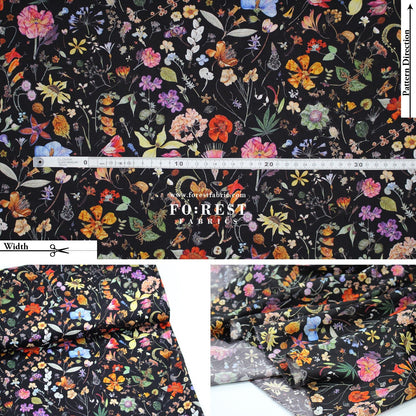 Liberty of London (Cotton Tana Lawn Fabric) - Floral eve Black - FO:REST Fabric 布恩堂Liberty fabrictana lawnjapanese fabricykk zipper