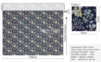 Liberty of London (Cotton Tana Lawn Fabric) - Floral Remedy - FO:REST Fabric 布恩堂Liberty fabrictana lawnjapanese fabricykk zipper