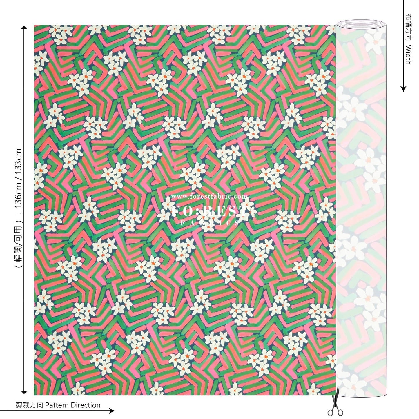 Liberty of London (Cotton Tana Lawn Fabric) - Flower Portrait A - FO:REST Fabric 布恩堂Liberty fabrictana lawnjapanese fabricykk zipper