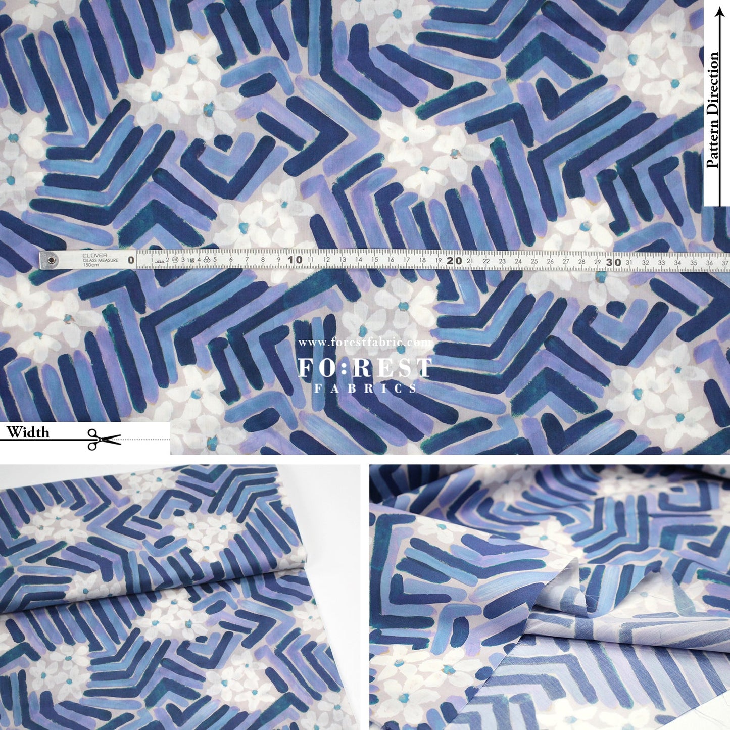Liberty of London (Cotton Tana Lawn Fabric) - Flower Portrait B - FO:REST Fabric 布恩堂Liberty fabrictana lawnjapanese fabricykk zipper