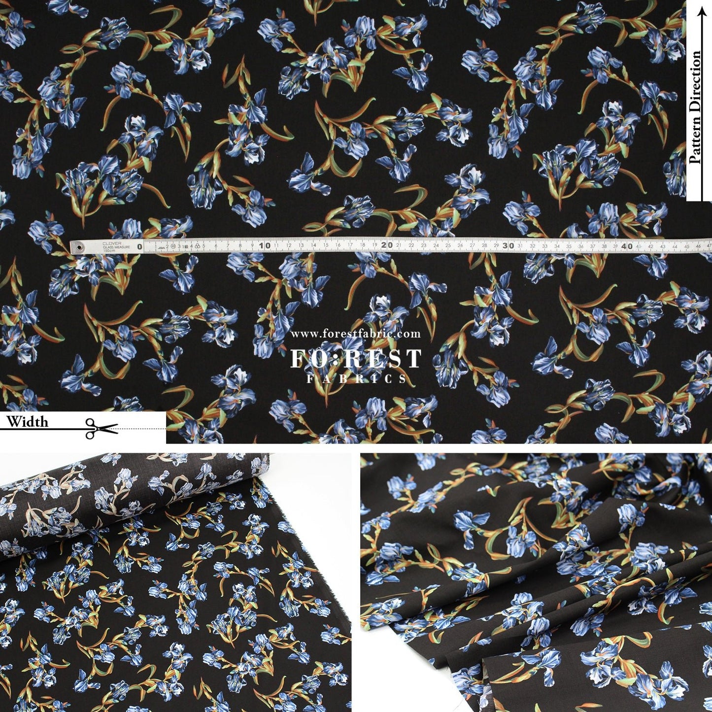 Liberty of London (Cotton Tana Lawn Fabric) - French iris B - FO:REST Fabric 布恩堂Liberty fabrictana lawnjapanese fabricykk zipper