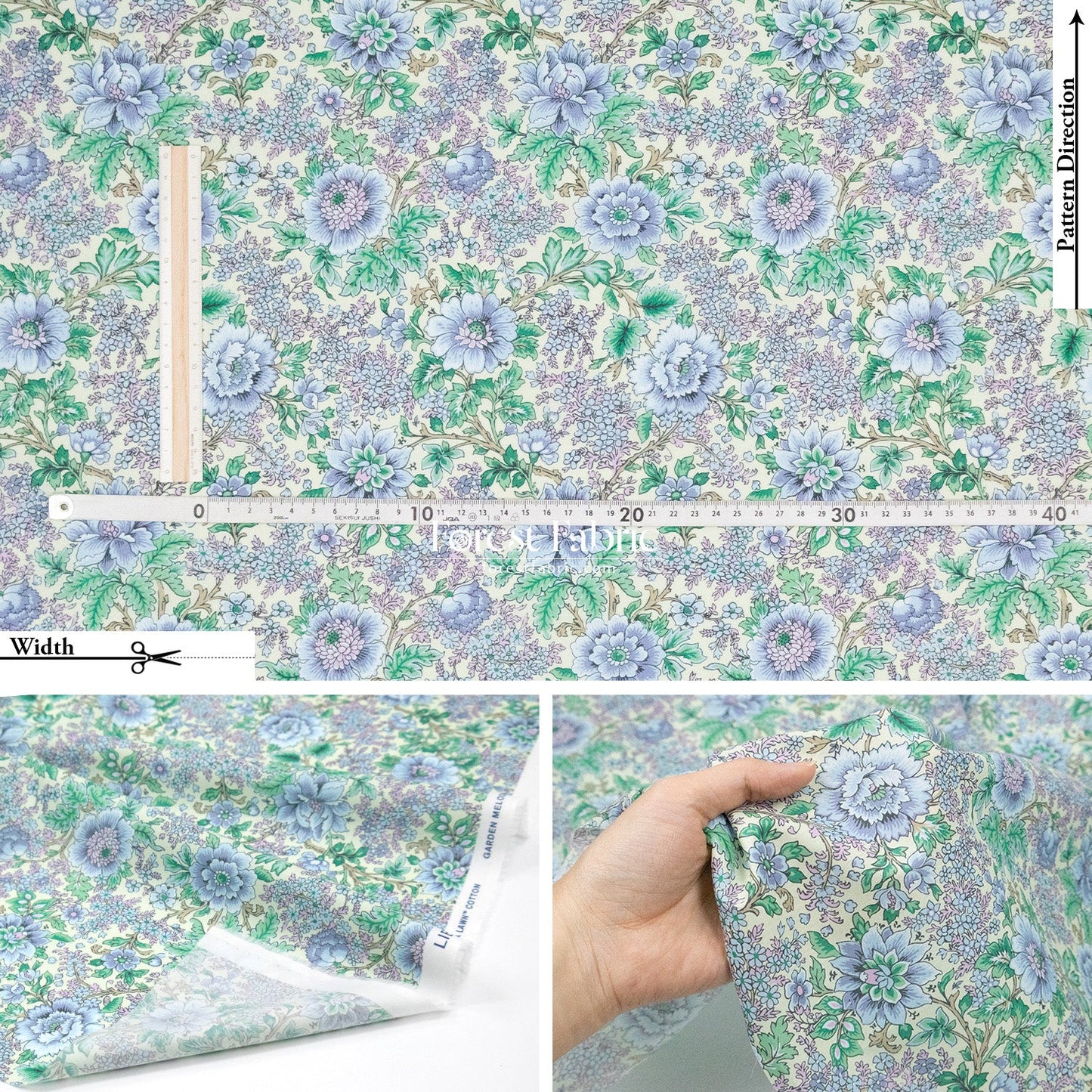 Liberty of London (Cotton Tana Lawn Fabric) - Garden Melody - FO:REST Fabric 布恩堂Liberty fabrictana lawnjapanese fabricykk zipper