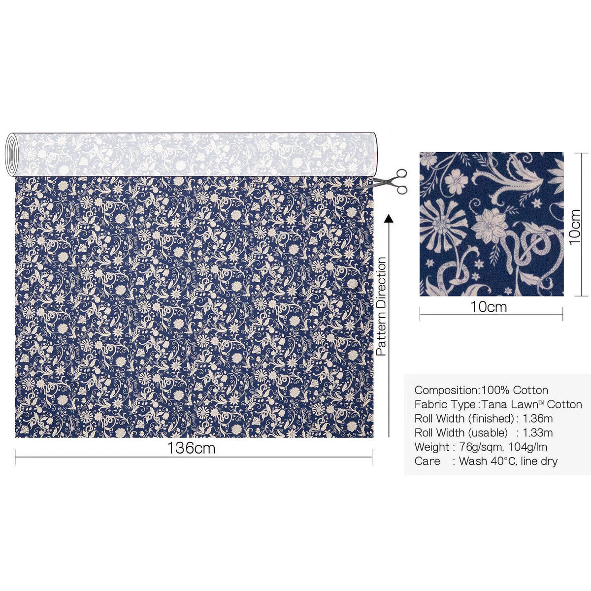 Liberty of London (Cotton Tana Lawn Fabric) - Hesperides - FO:REST Fabric 布恩堂Liberty fabrictana lawnjapanese fabricykk zipper