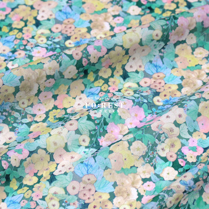 Liberty of London (Cotton Tana Lawn Fabric) - Hollyhocks GREEN - FO:REST Fabric 布恩堂Liberty fabrictana lawnjapanese fabricykk zipper