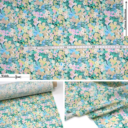 Liberty of London (Cotton Tana Lawn Fabric) - Hollyhocks GREEN - FO:REST Fabric 布恩堂Liberty fabrictana lawnjapanese fabricykk zipper