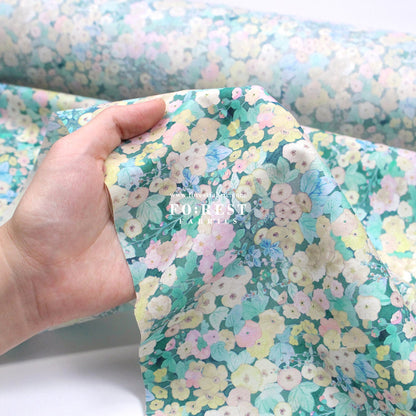 Liberty of London (Cotton Tana Lawn Fabric) - Hollyhocks GREEN - FO:REST Fabric 布恩堂Liberty fabrictana lawnjapanese fabricykk zipper