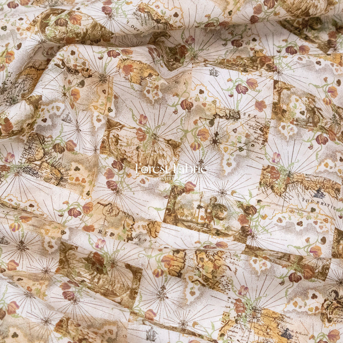 Liberty of London (Cotton Tana Lawn Fabric) - HoneyMoon Map - FO:REST Fabric 布恩堂Liberty fabrictana lawnjapanese fabricykk zipper