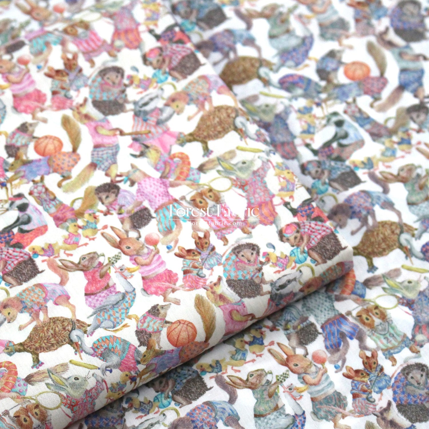 Liberty of London (Cotton Tana Lawn Fabric) - Hullabaloo Pink Blue - FO:REST Fabric 布恩堂Liberty fabrictana lawnjapanese fabricykk zipper