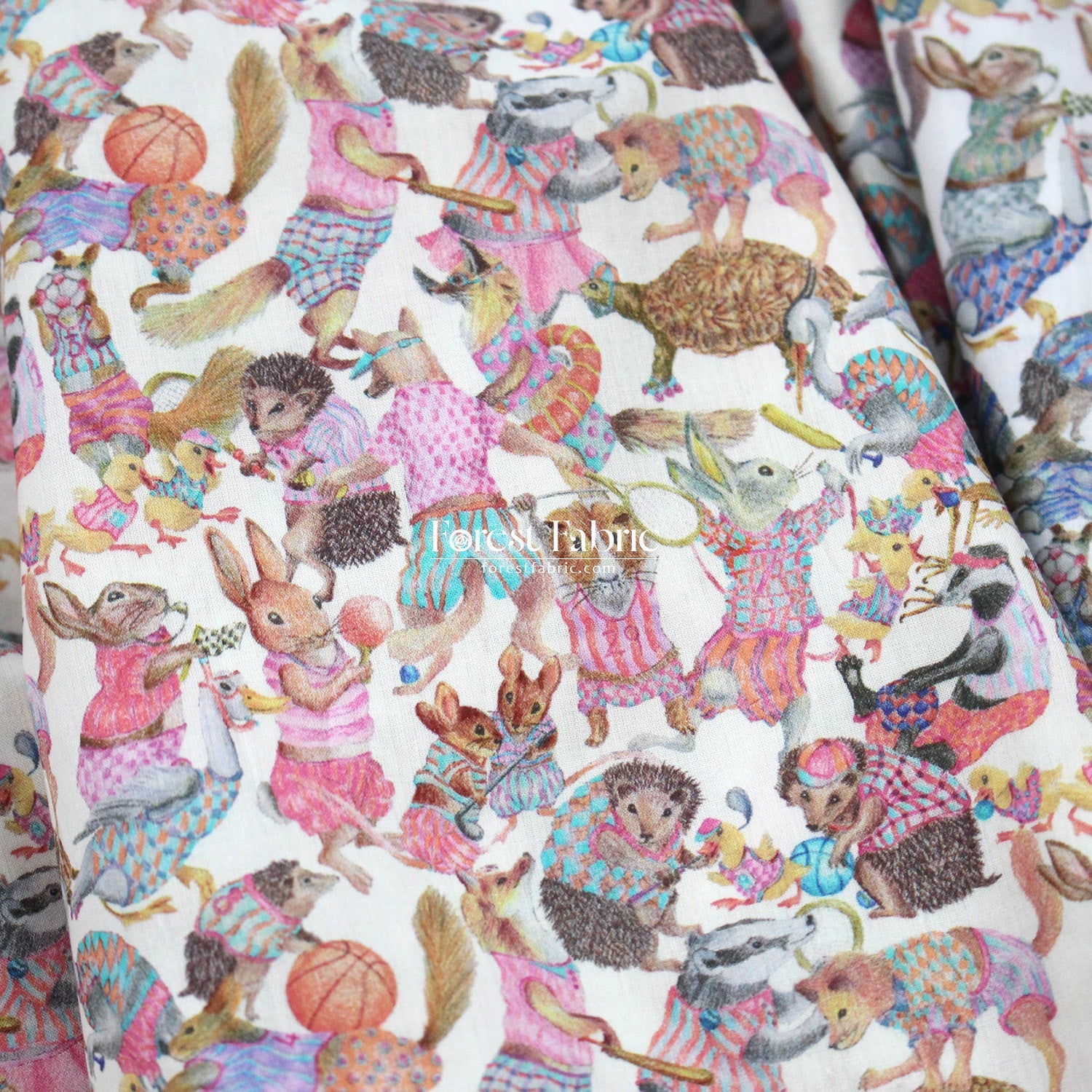 Liberty of London (Cotton Tana Lawn Fabric) - Hullabaloo Pink Blue - FO:REST Fabric 布恩堂Liberty fabrictana lawnjapanese fabricykk zipper
