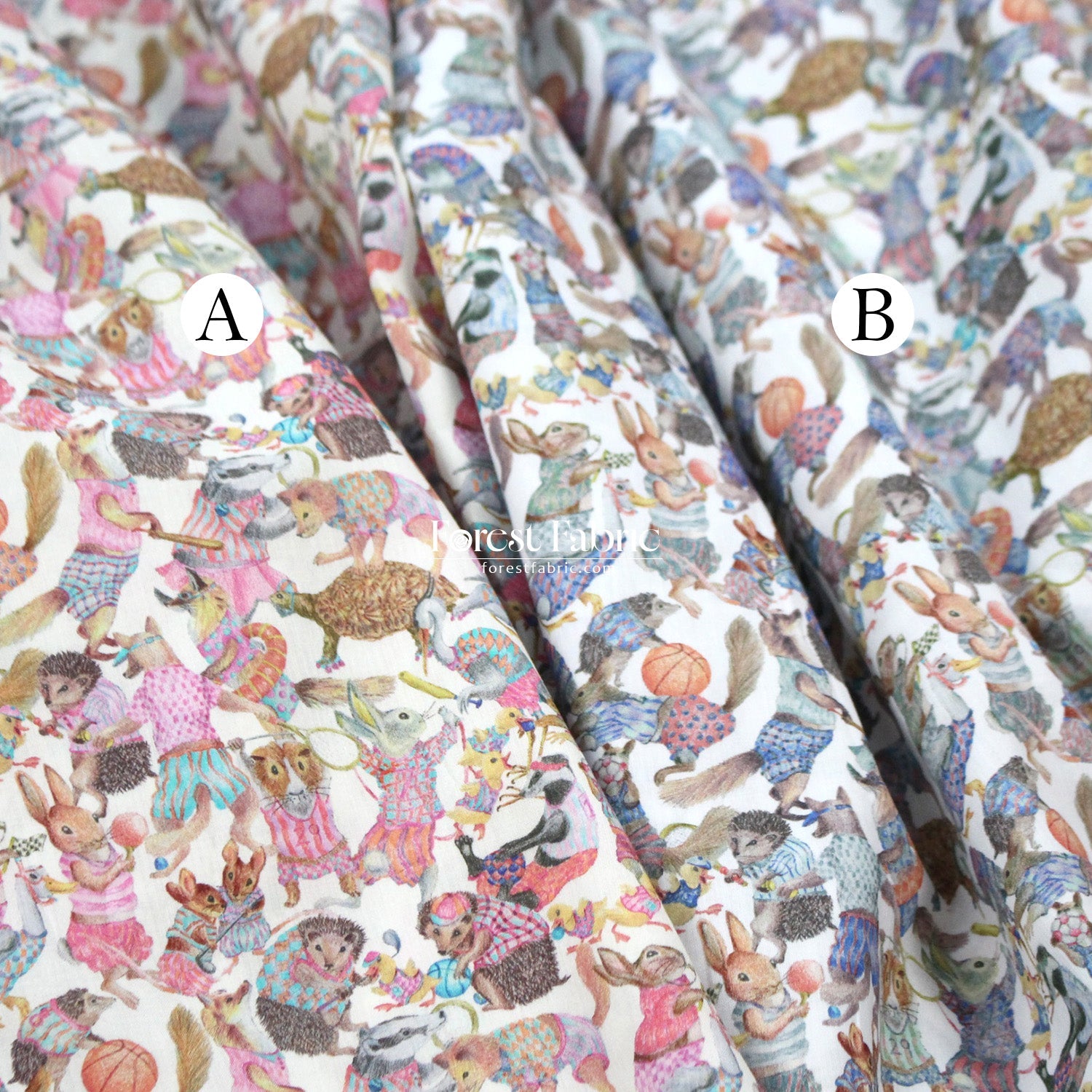Liberty of London (Cotton Tana Lawn Fabric) - Hullabaloo Pink Blue - FO:REST Fabric 布恩堂Liberty fabrictana lawnjapanese fabricykk zipper