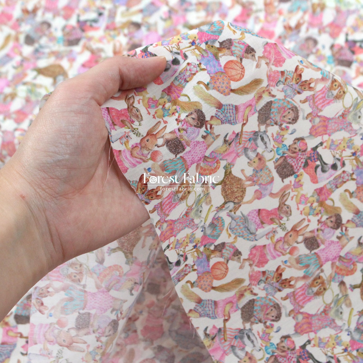 Liberty of London (Cotton Tana Lawn Fabric) - Hullabaloo Pink Blue - FO:REST Fabric 布恩堂Liberty fabrictana lawnjapanese fabricykk zipper