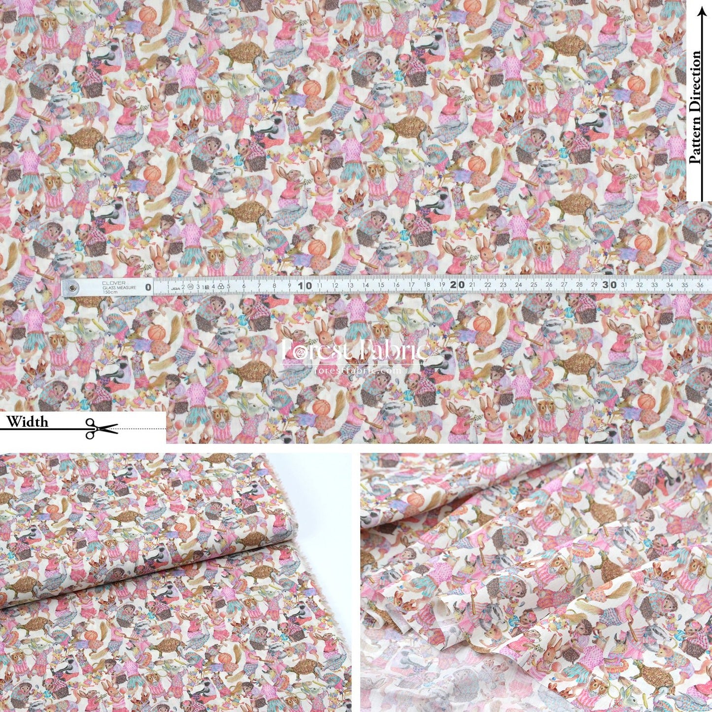 Liberty of London (Cotton Tana Lawn Fabric) - Hullabaloo Pink Blue - FO:REST Fabric 布恩堂Liberty fabrictana lawnjapanese fabricykk zipper