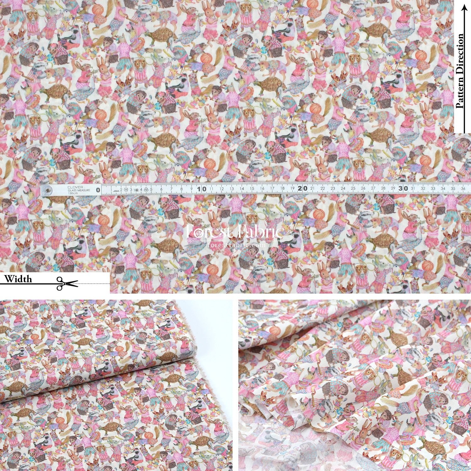 Liberty of London (Cotton Tana Lawn Fabric) - Hullabaloo Pink Blue - FO:REST Fabric 布恩堂Liberty fabrictana lawnjapanese fabricykk zipper