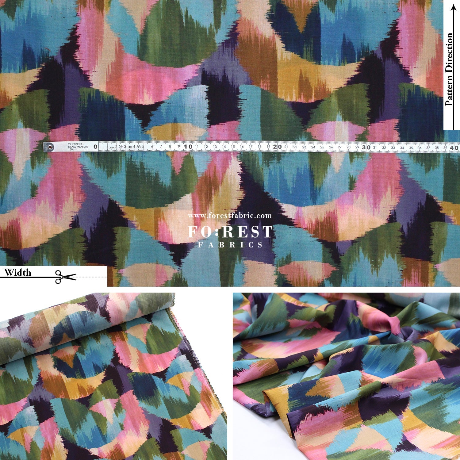 Liberty of London (Cotton Tana Lawn Fabric) - Ikat Tulip A - FO:REST Fabric 布恩堂Liberty fabrictana lawnjapanese fabricykk zipper