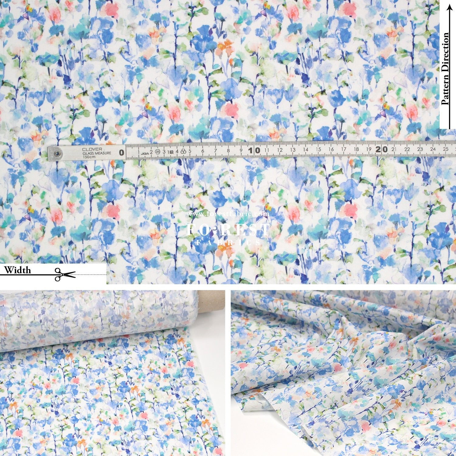 Liberty of London (Cotton Tana Lawn Fabric) - Inky Fields A - FO:REST Fabric 布恩堂Liberty fabrictana lawnjapanese fabricykk zipper