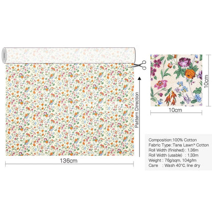 Liberty of London (Cotton Tana Lawn Fabric) - Isolde - FO:REST Fabric 布恩堂Liberty fabrictana lawnjapanese fabricykk zipper