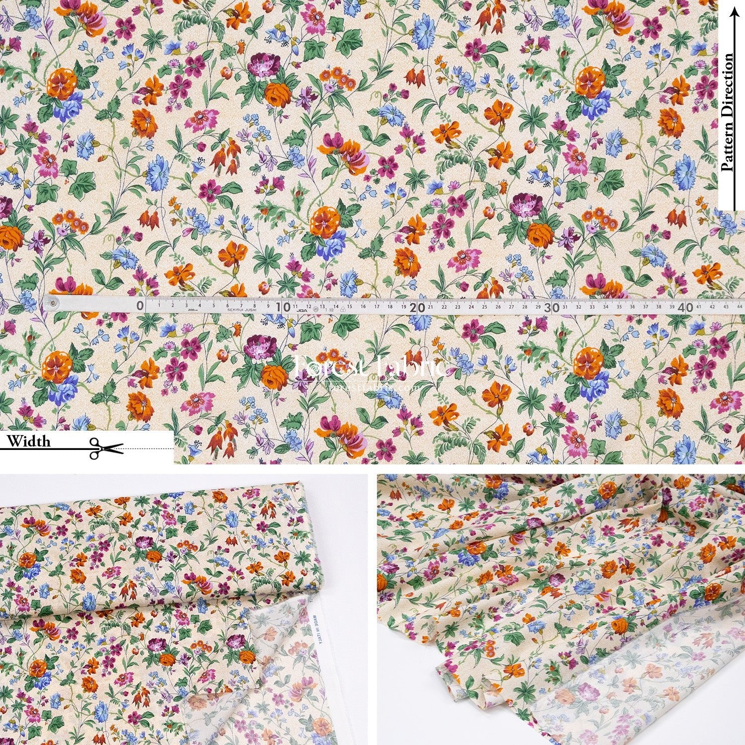 Liberty of London (Cotton Tana Lawn Fabric) - Isolde - FO:REST Fabric 布恩堂Liberty fabrictana lawnjapanese fabricykk zipper