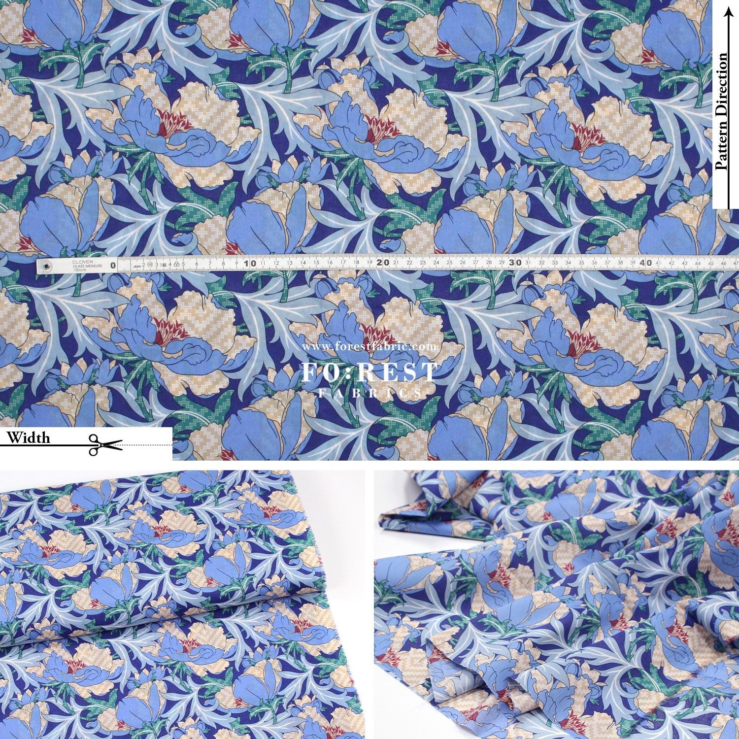 Liberty of London (Cotton Tana Lawn Fabric) - Lindsay Legacy - FO:REST Fabric 布恩堂Liberty fabrictana lawnjapanese fabricykk zipper