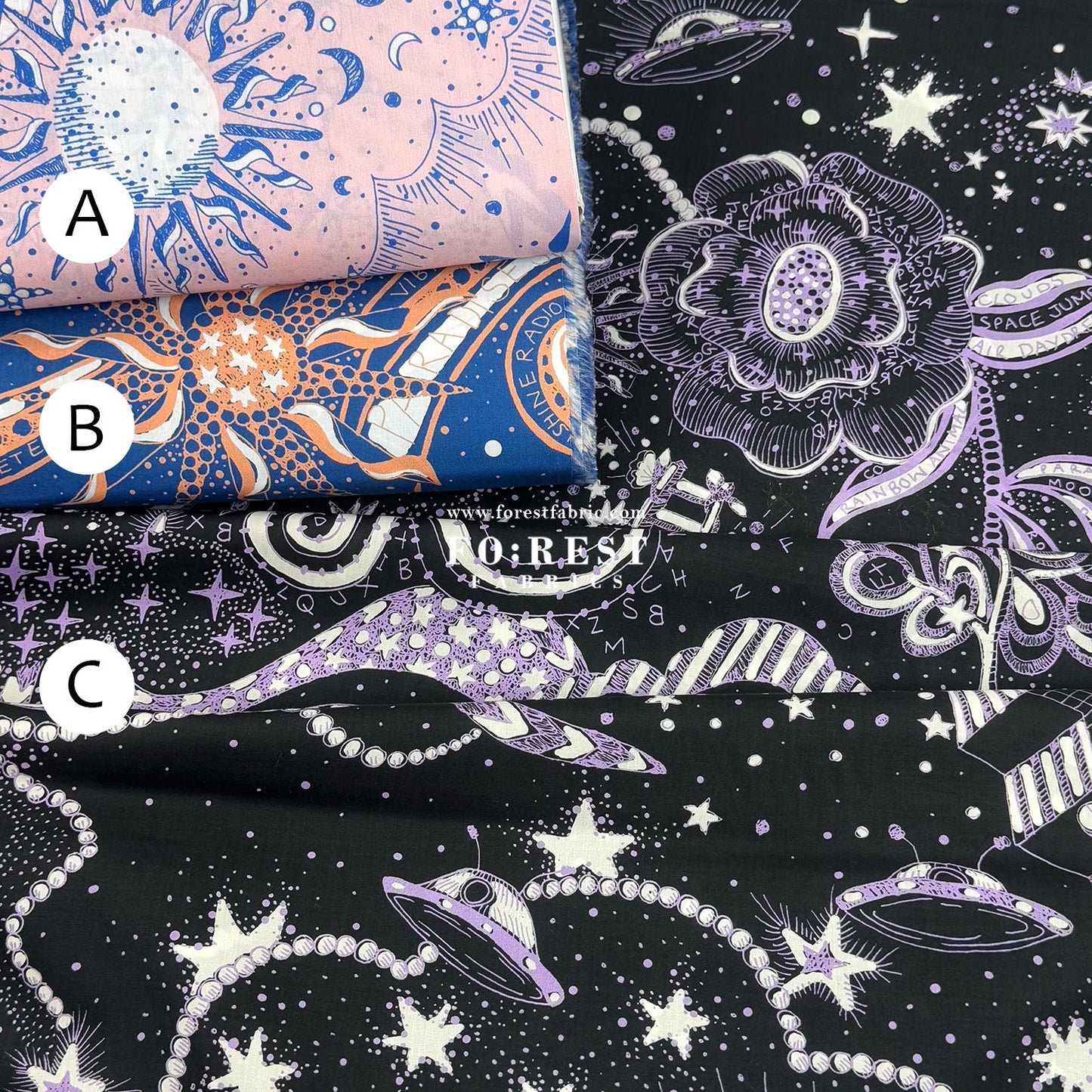 Liberty of London (Cotton Tana Lawn Fabric) - Louis universe - FO:REST Fabric 布恩堂Liberty fabrictana lawnjapanese fabricykk zipper