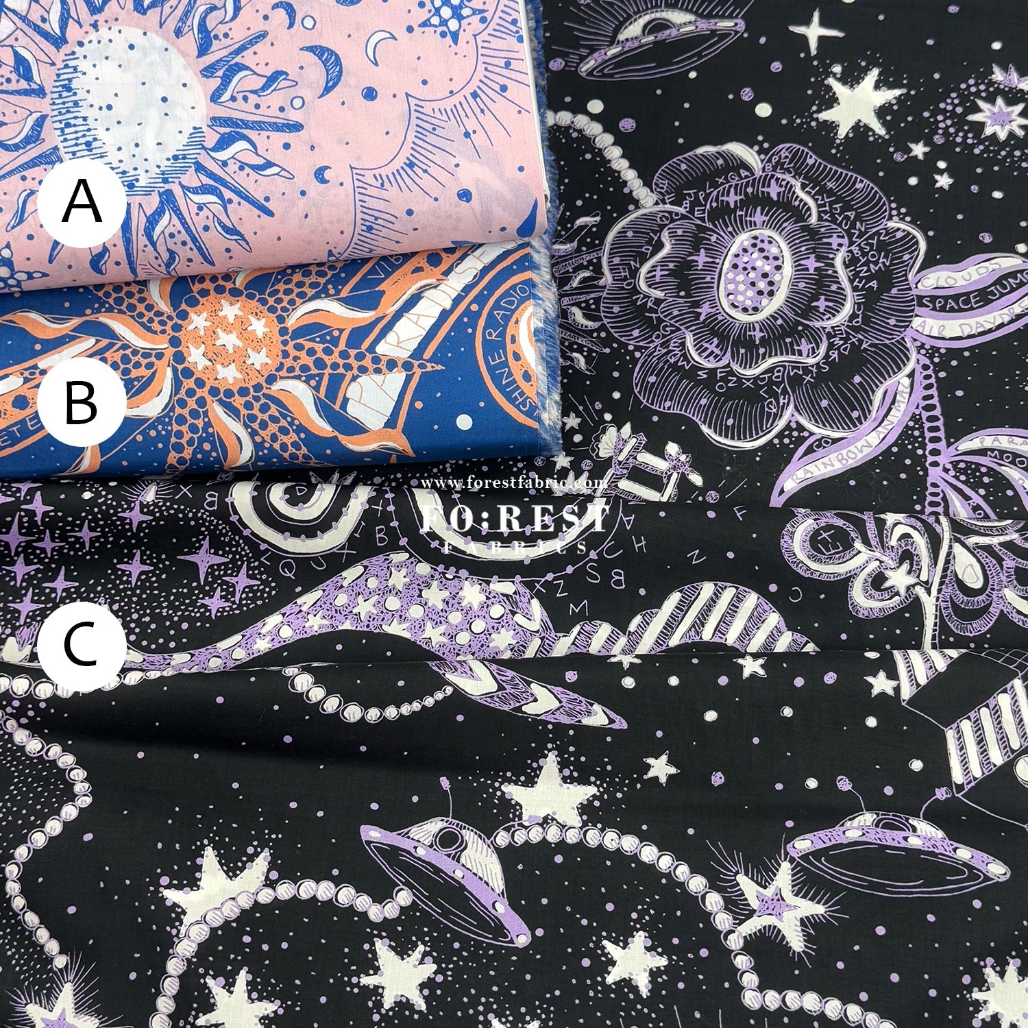 Liberty of London (Cotton Tana Lawn Fabric) - Louis universe - FO:REST Fabric 布恩堂Liberty fabrictana lawnjapanese fabricykk zipper