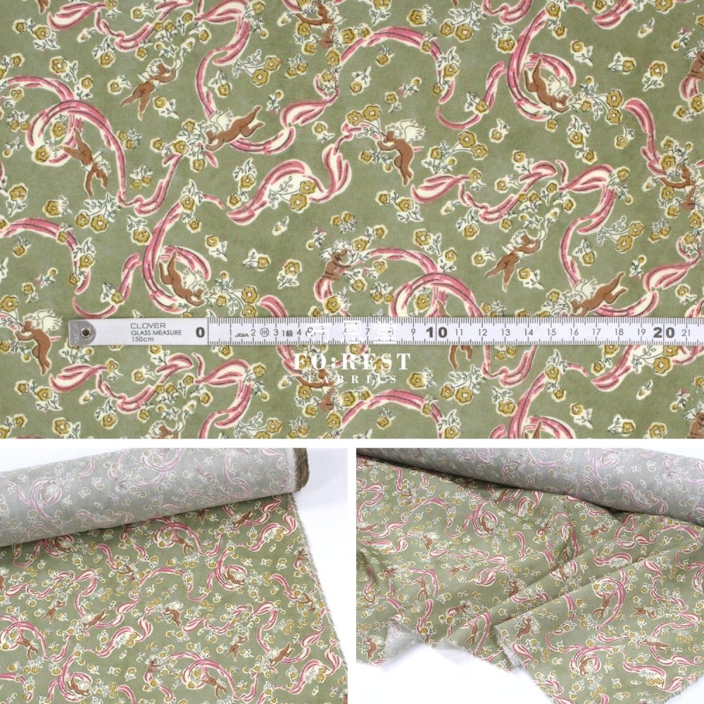 Liberty of London (Cotton Tana Lawn Fabric) - Love Grandmalyn Green - FO:REST Fabric 布恩堂Liberty fabrictana lawnjapanese fabricykk zipper